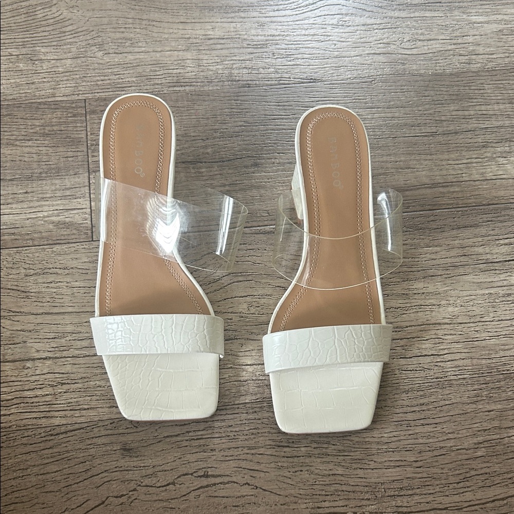 BAMBOO White Croc-Embossed Heels - Picture 9 of 12